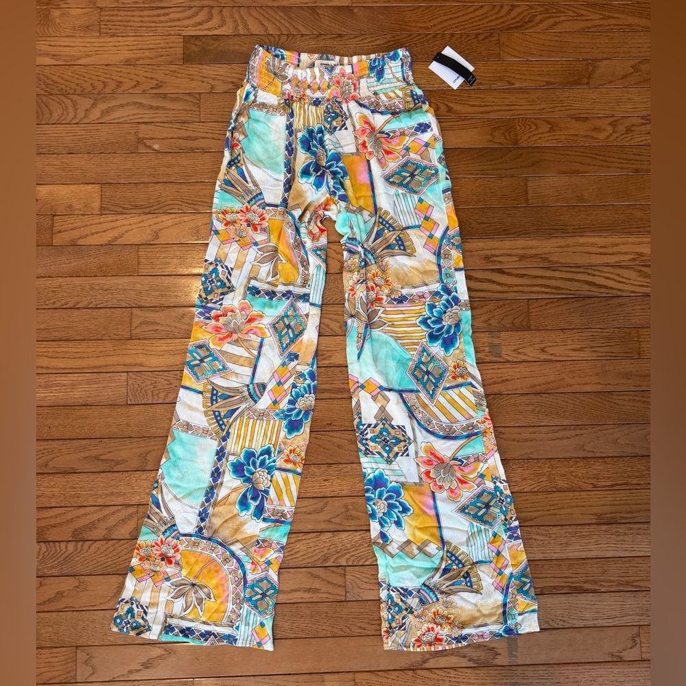 O'Neill Multicolor Floral-Print Smocked Waist Pants- Size Small